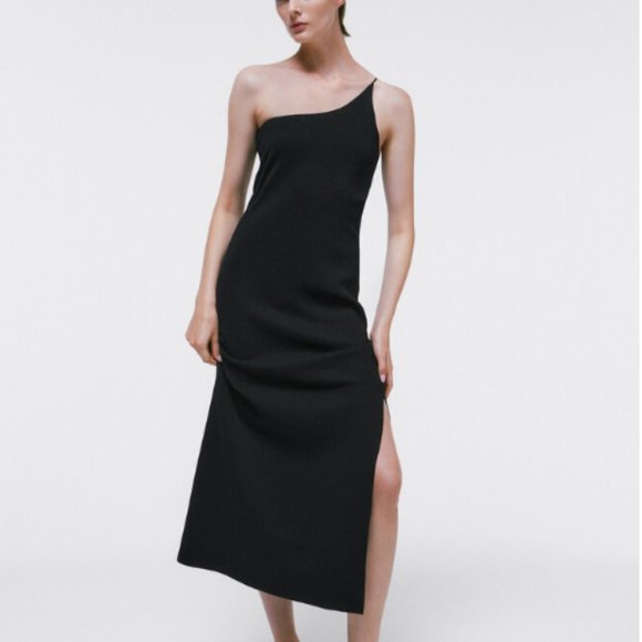 Massimo Dutti Knit Dress with Asymmetric Neckline - Size XS - Picture 1 of 8